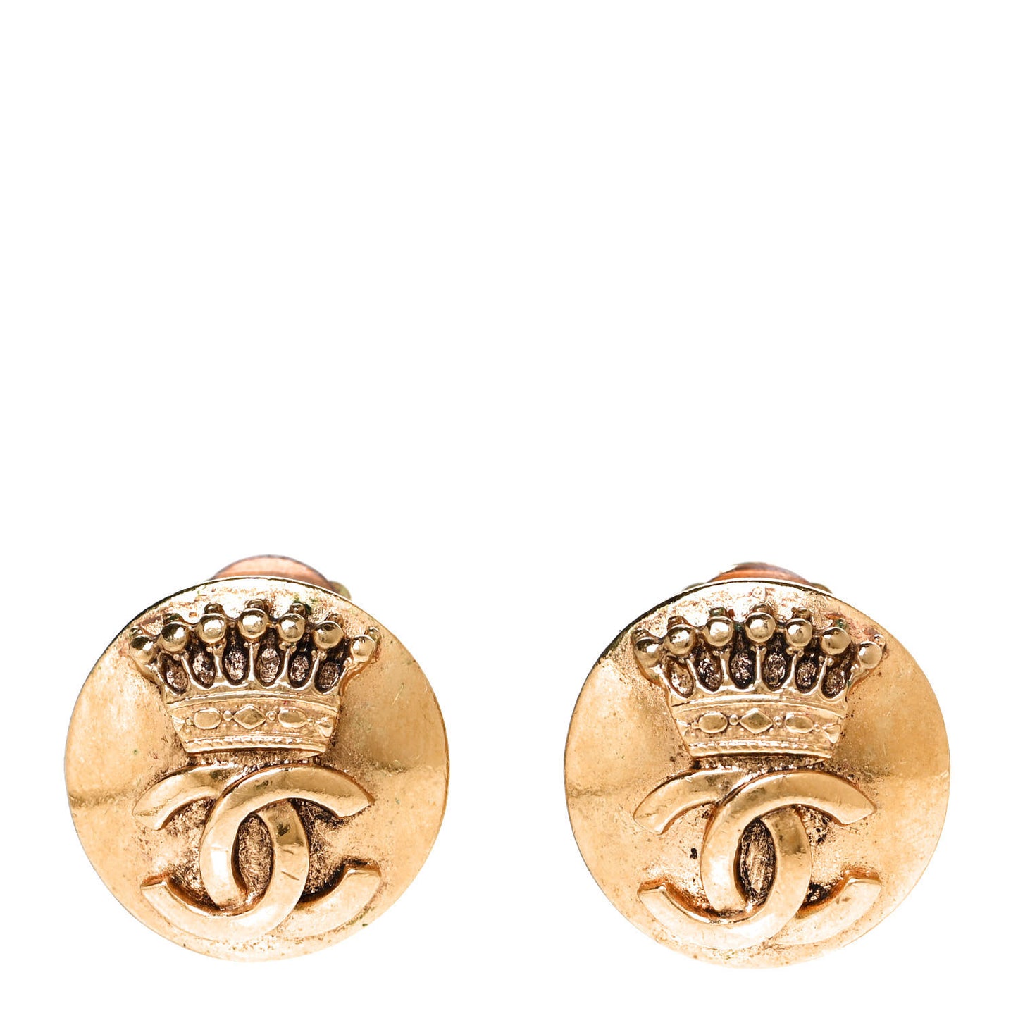 CC Crown Clip On Earrings Gold