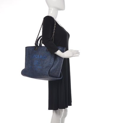 Chanel Woven Straw Raffia Large Deauville Tote Dark Blue 2 of 11