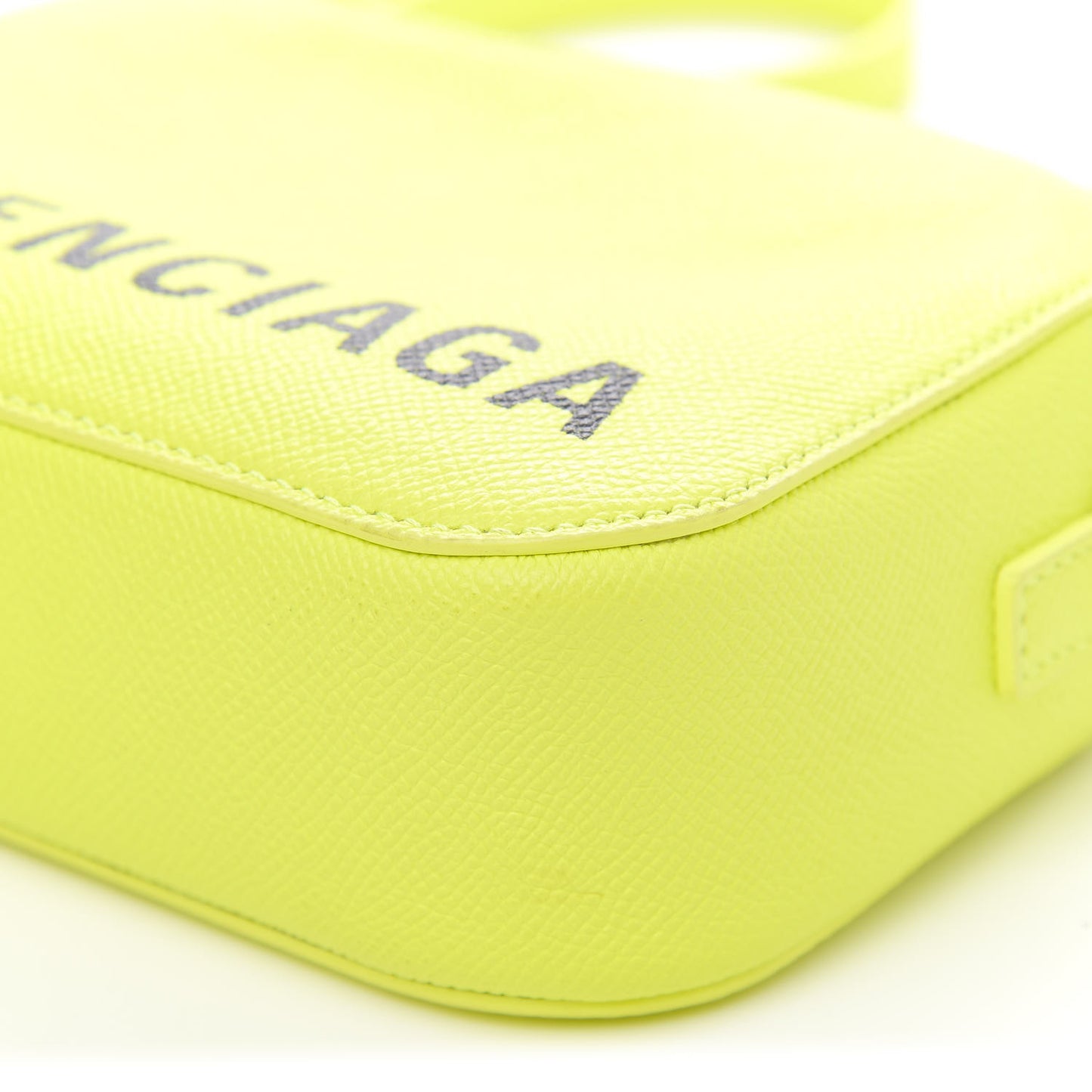 Signature Grained Calfskin Logo XS Ville Camera Bag Acid Green Black