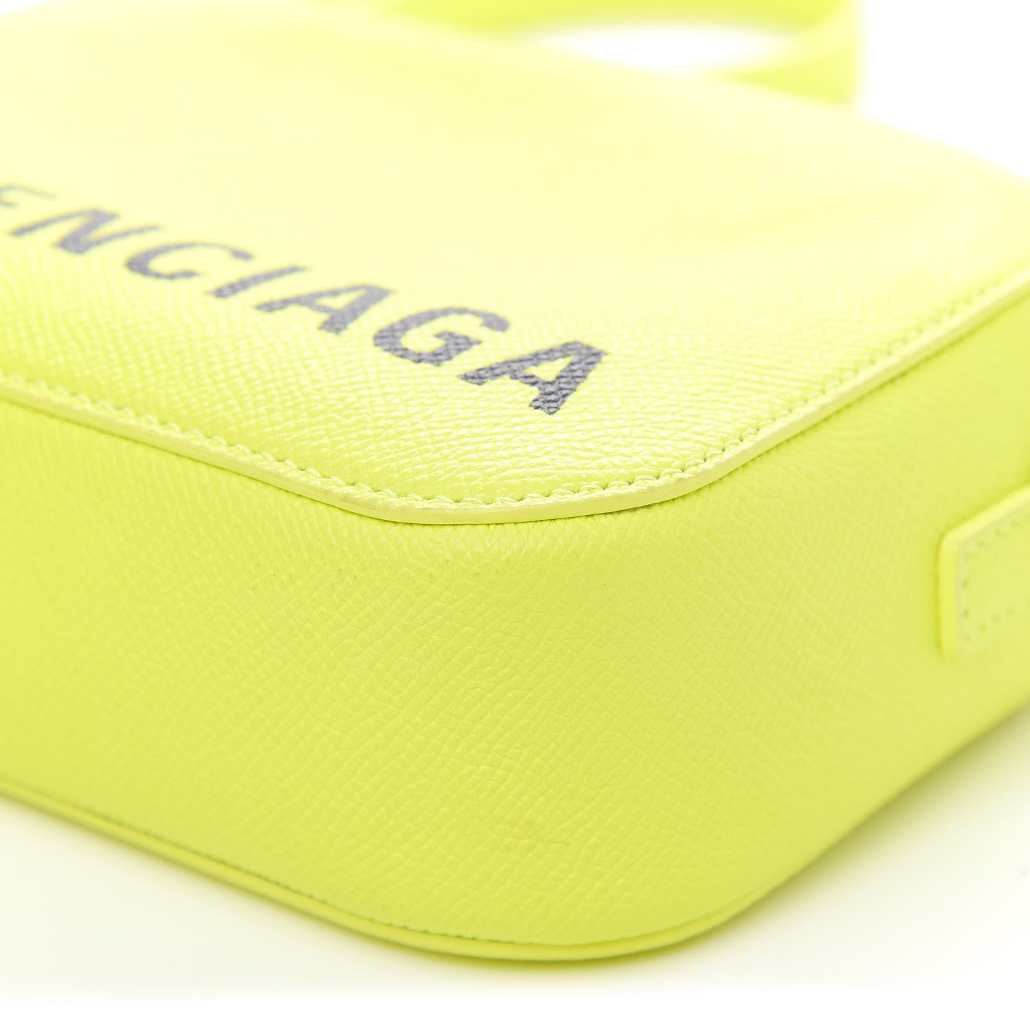 Balenciaga Signature Grained Calfskin Logo XS Ville Camera Bag Acid Green Black 10 of 10