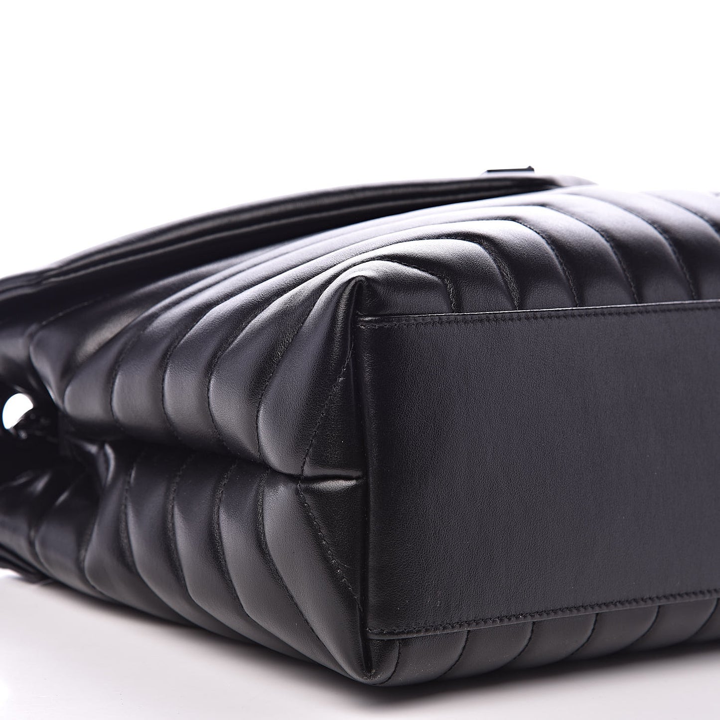 Calfskin Y Quilted Monogram Medium Loulou Chain Satchel Black