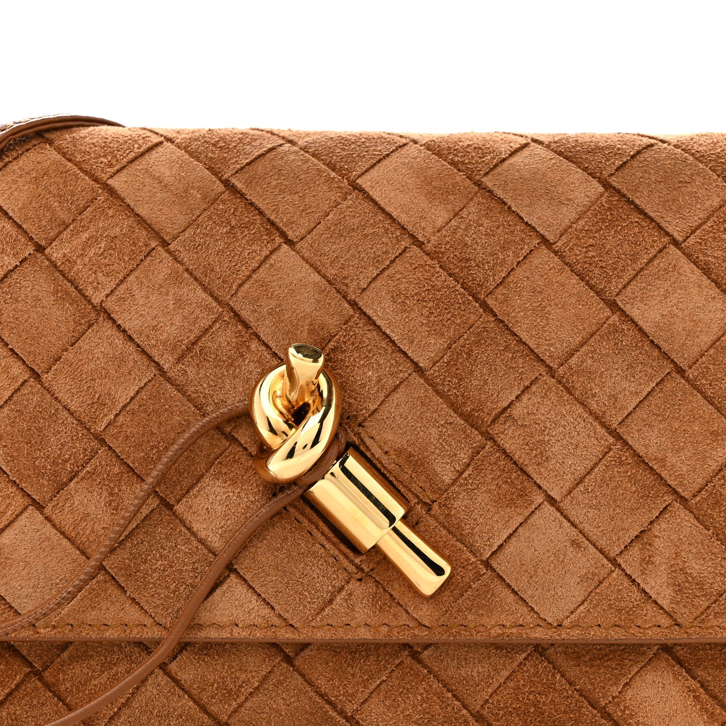 Suede Intrecciato Andiamo Pouch On Strap Amber