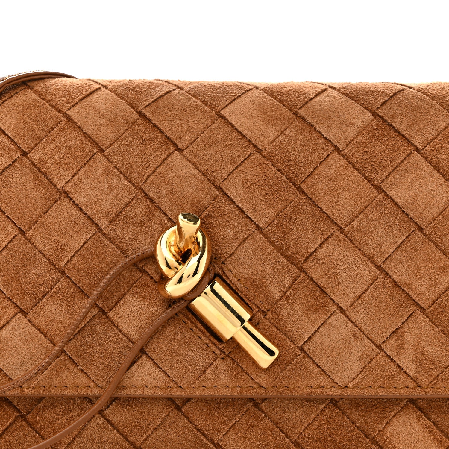 Bottega Veneta Suede Intrecciato Andiamo Pouch On Strap Amber 7 of 11