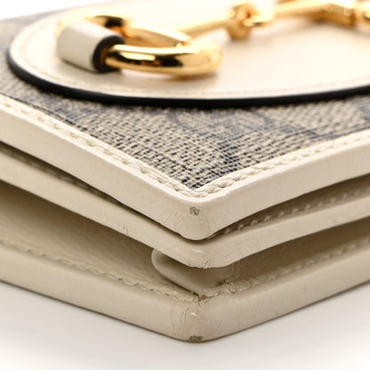 Gucci GG Supreme Monogram Azalea Calfskin Horsebit 1955 Card Case Wallet Beige Ebony Mystic White 8 of 9