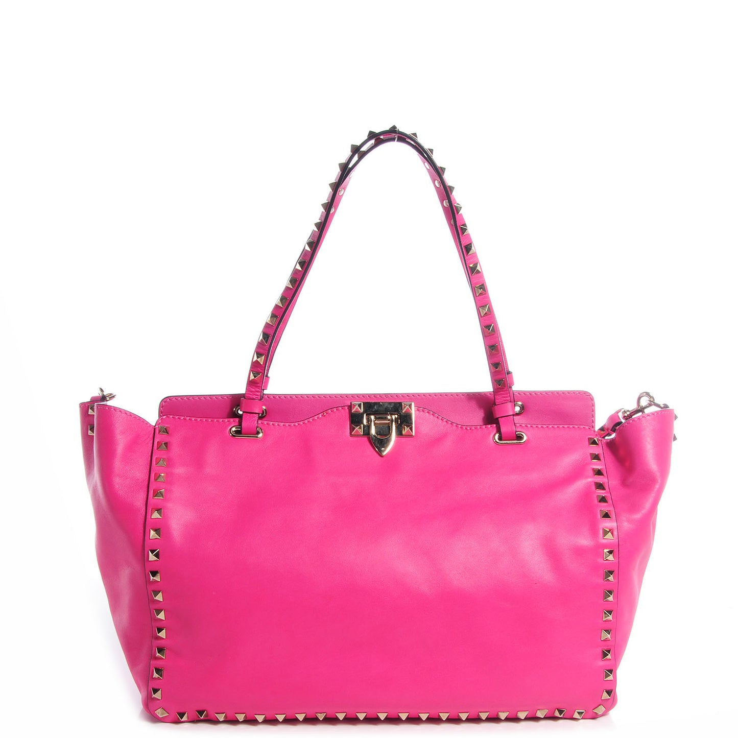 Vitello Medium Rockstud Tote Pop Fuxia