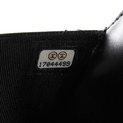 Chanel Striated Patent Quilted Wallet on Chain WOC Black 7 of 8