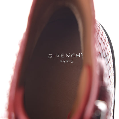 Givenchy Calfskin Python Embossed Studded Elegant Flat Ankle Bootie 38 Red 7 of 8