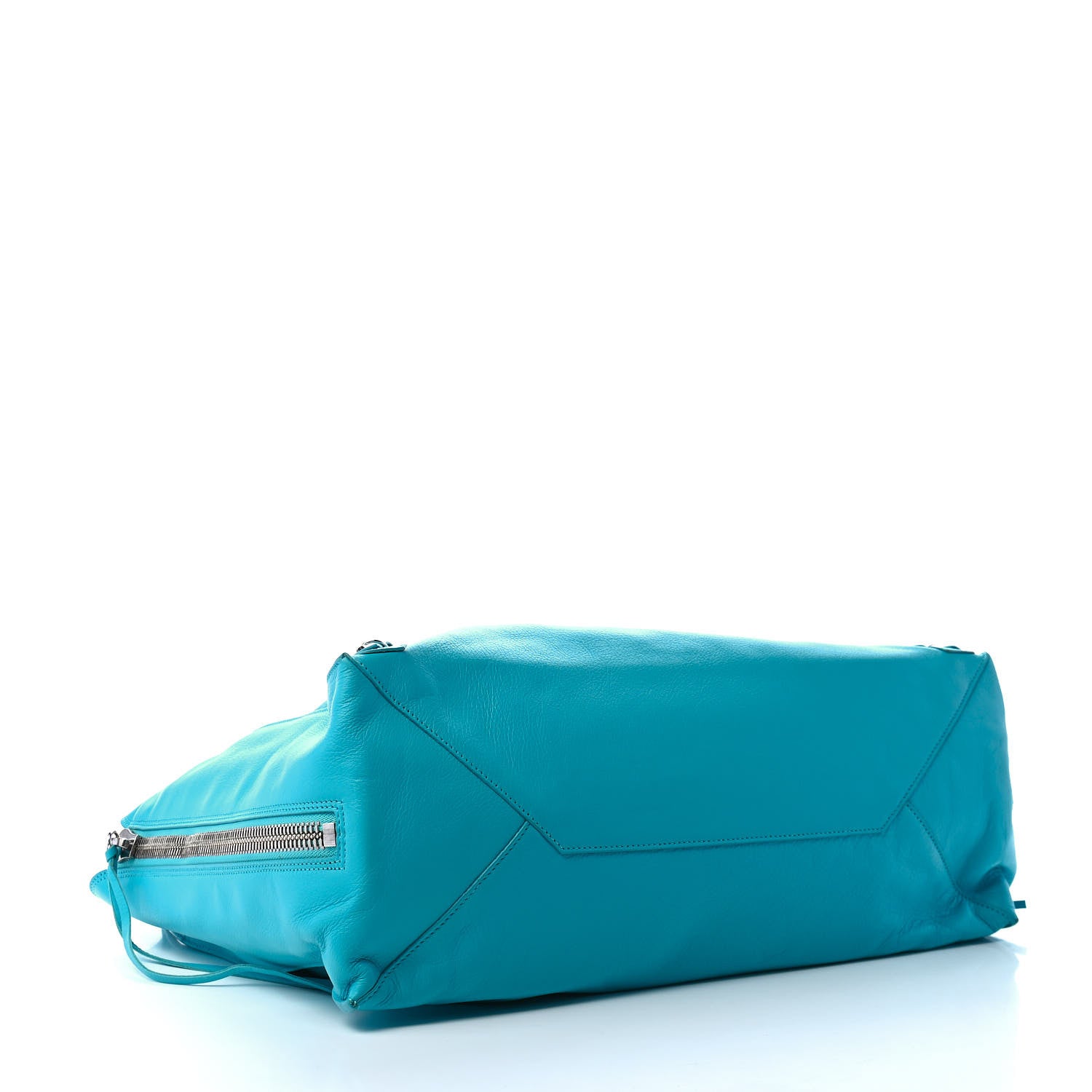 Balenciaga Supple Calfskin Papier A4 Zip Around Tote Bleu Caraibes 4 of 10