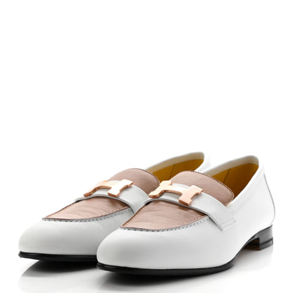 Hermes Calfskin Womens Paris Loafers 37 White Bois De Santal 3 of 9