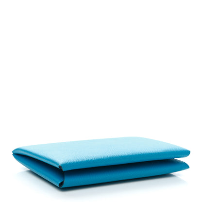 Hermes Epsom Calvi Card Case Bleu Frida 4 of 7