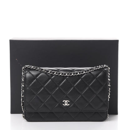 Chanel Lambskin Quilted Wallet On Chain WOC Black 17 of 17