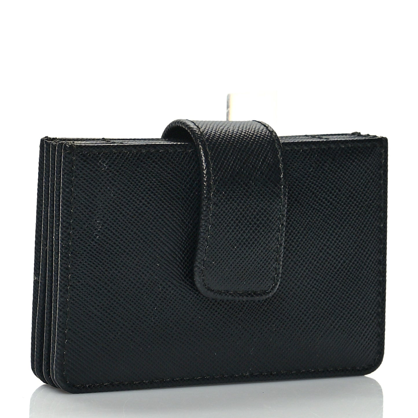 Saffiano Metal Gusseted Card Holder Black