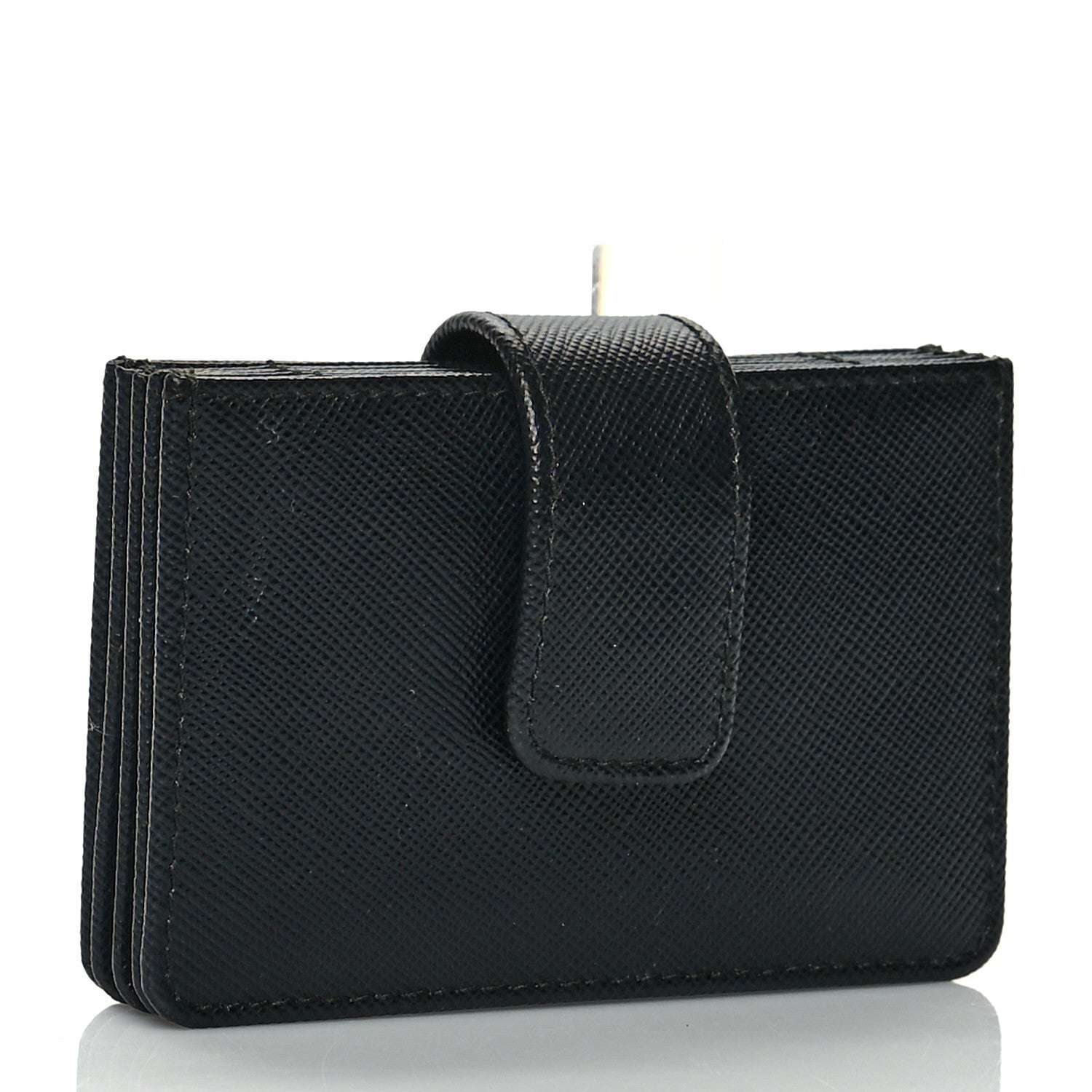 Prada Saffiano Metal Gusseted Card Holder Black 3 of 6