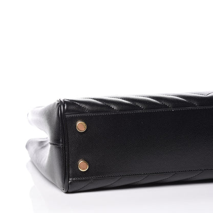 Saint Laurent Grain De Poudre Matelasse Chevron Monogram Shopping Bag Black 5 of 11