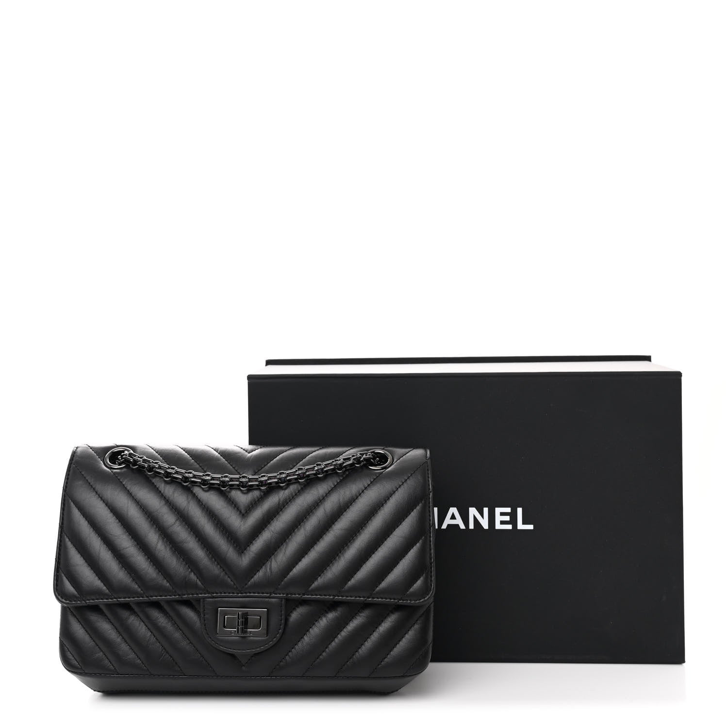 Chanel Aged Calfskin Chevron Quilted 2.55 Reissue 225 Flap So Black 11 of 11