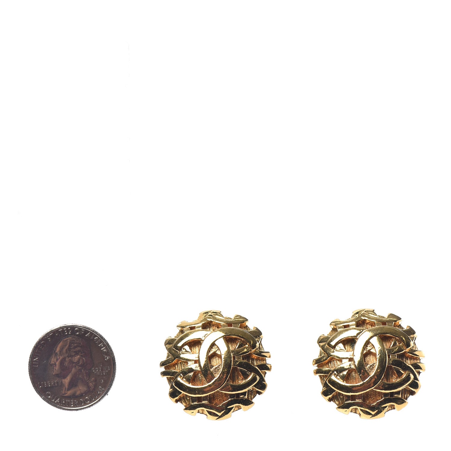 Chanel CC Button Clip On Earrings Gold 2 of 4