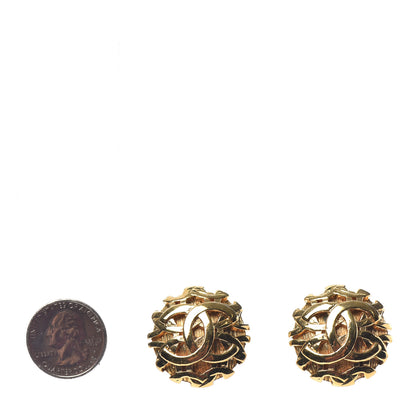 Chanel CC Button Clip On Earrings Gold 2 of 4
