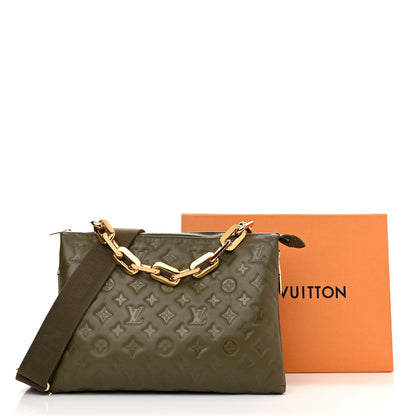 Louis Vuitton Lambskin Embossed Monogram Coussin MM Khaki 10 of 10