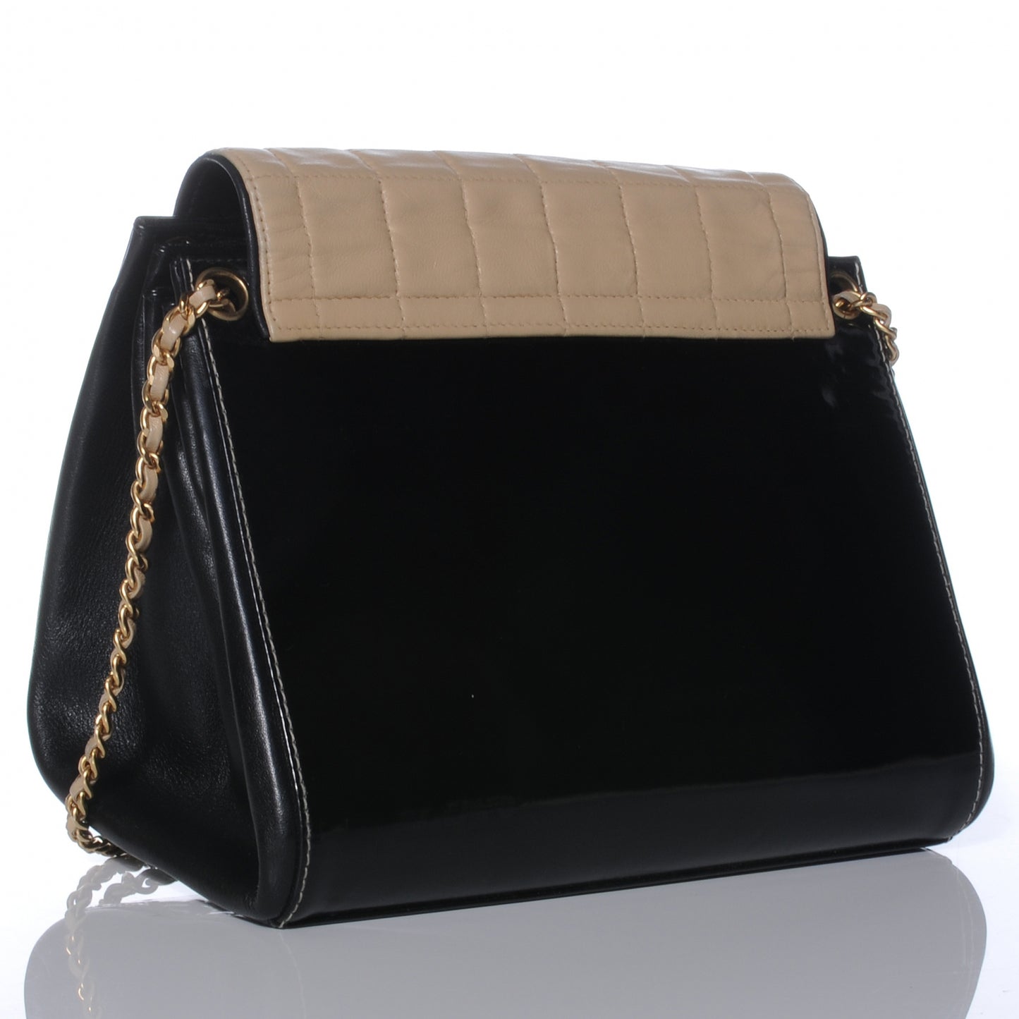 Lambskin and Patent Chocolate Bar Accordion Reissue Flap