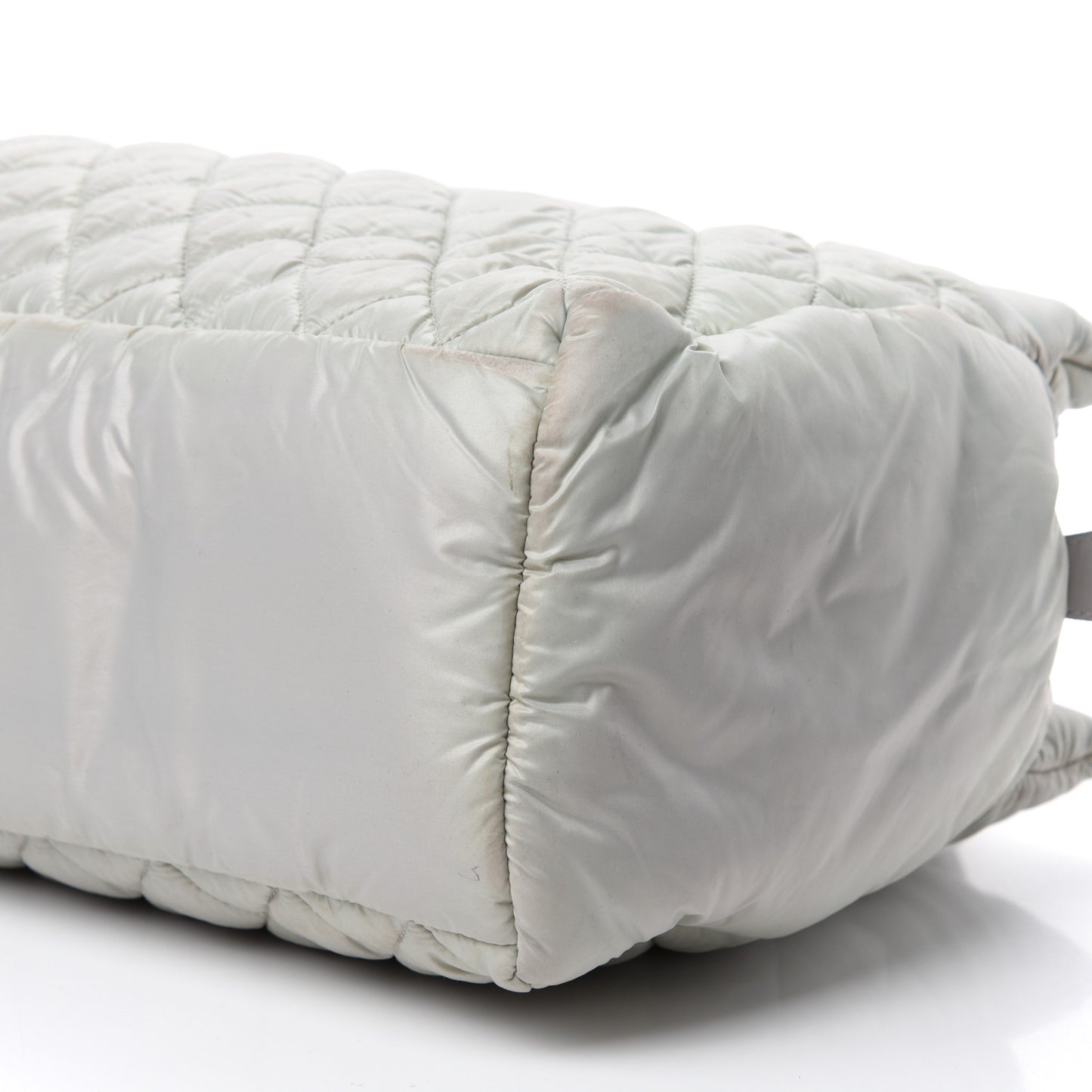 Nylon Quilted Large Coco Cocoon Reversible Tote Light Grey
