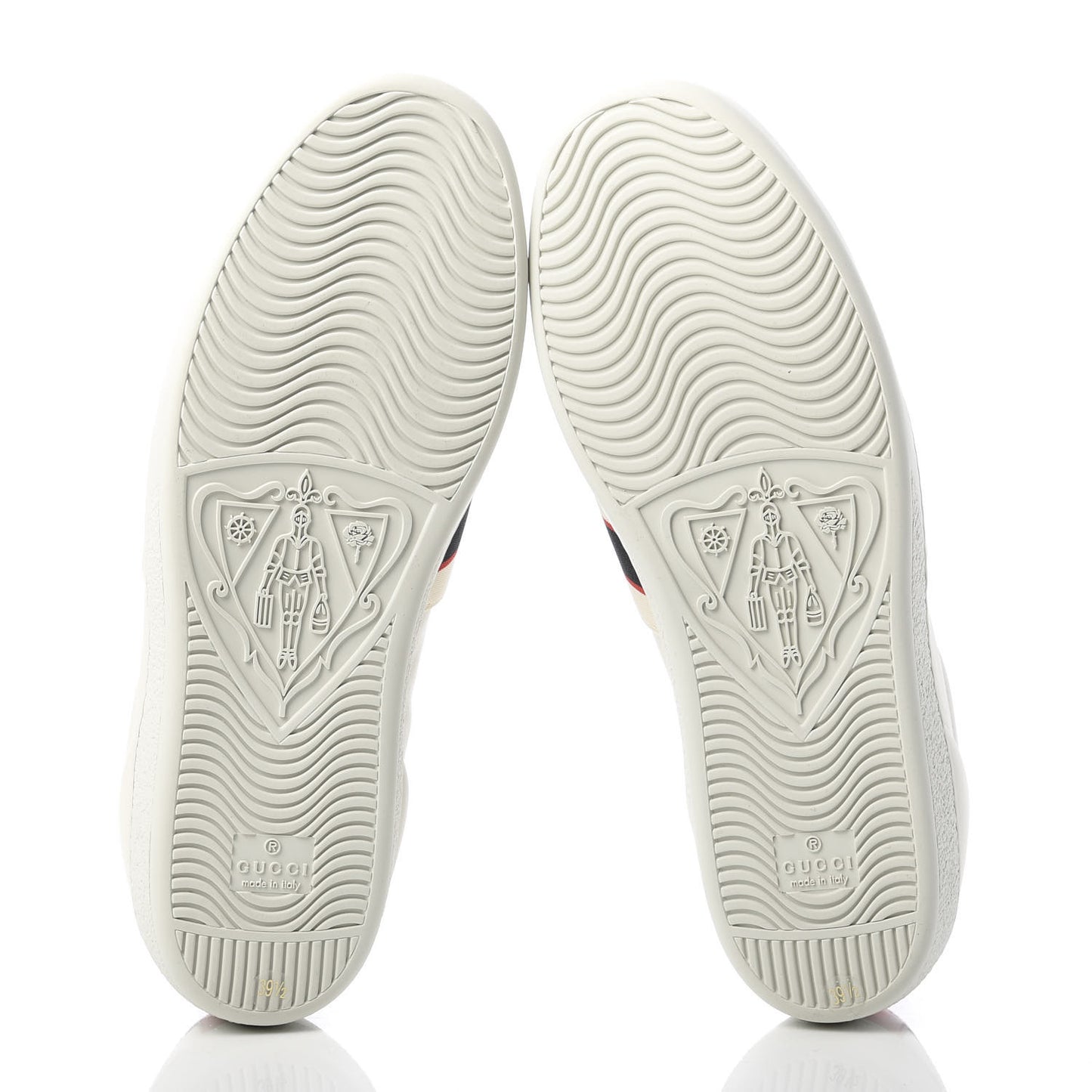 Calfskin Stripe Womens New Ace Sneakers 39.5 New Mystic White Ecru Red Flame