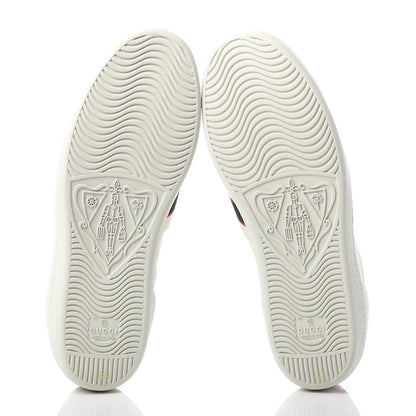Gucci Calfskin Stripe Womens New Ace Sneakers 39.5 New Mystic White Ecru Red Flame 6 of 10