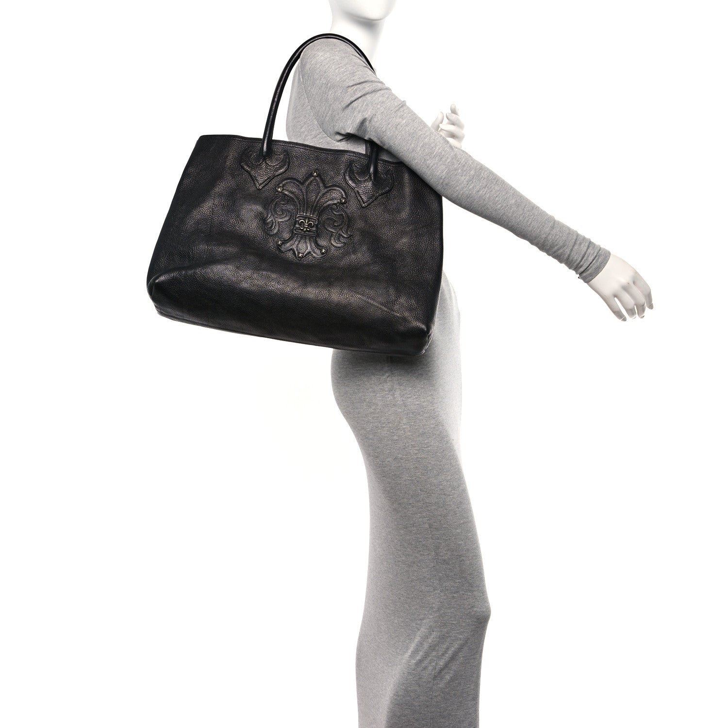 Chrome Hearts Grained Calfskin Fleur De Lis Tote Black 2 of 9