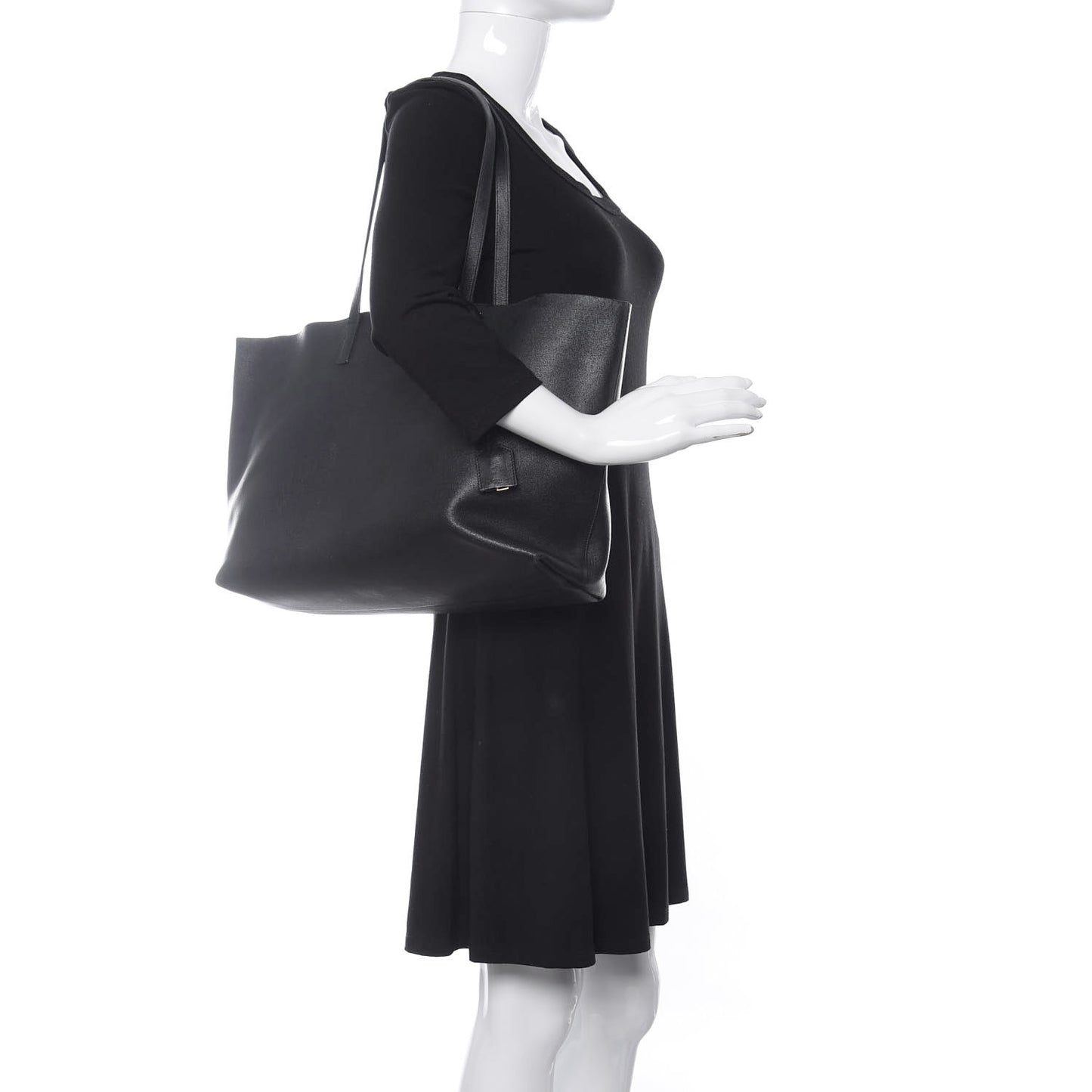 Calfskin Large Shopping Tote Black