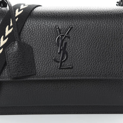 Saint Laurent Grained Calfskin Medium Monogram Sunset Black Ecru 8 of 10