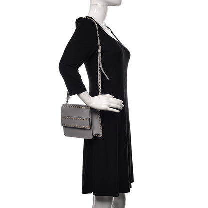 Valentino Garavani Pebbled Calfskin Rockstud Side Slip Crossbody Pastel Grey 2 of 9