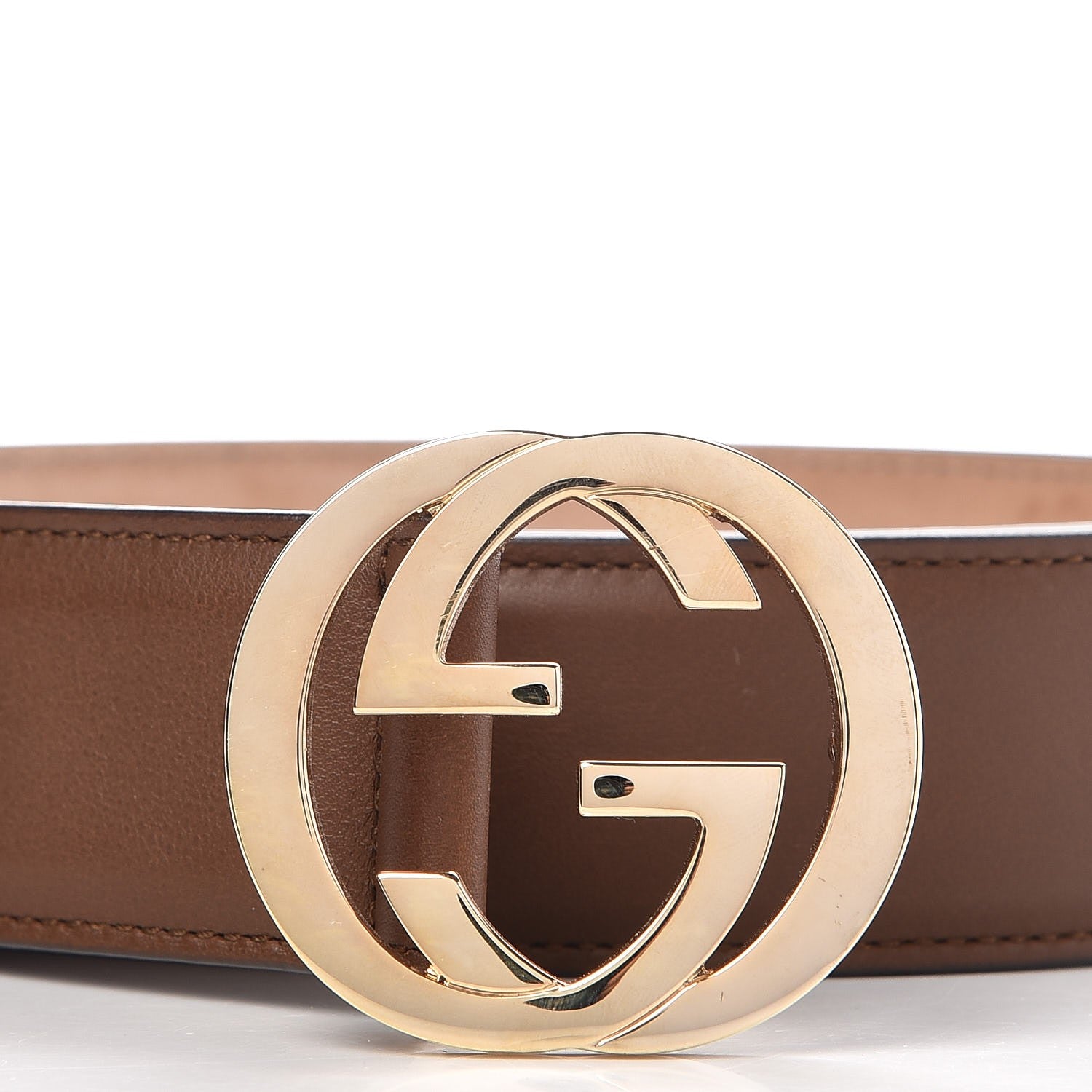 Gucci Calfskin Interlocking G 37mm Belt 100 40 Nut Brown 4 of 8