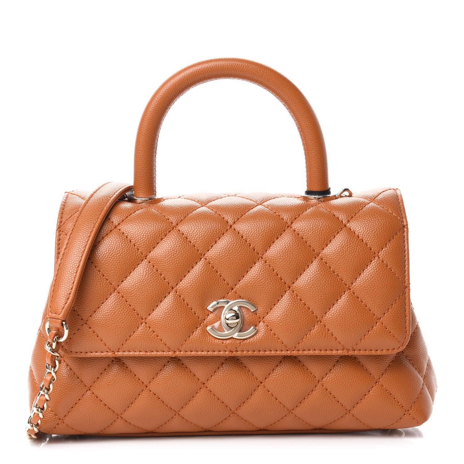 Chanel Caviar Quilted Mini Coco Handle Flap Light Brown 1 of 10