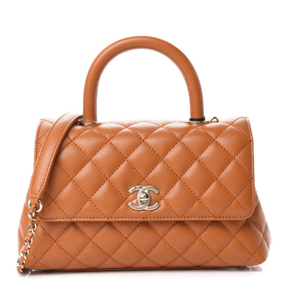 Chanel Caviar Quilted Mini Coco Handle Flap Light Brown 1 of 10
