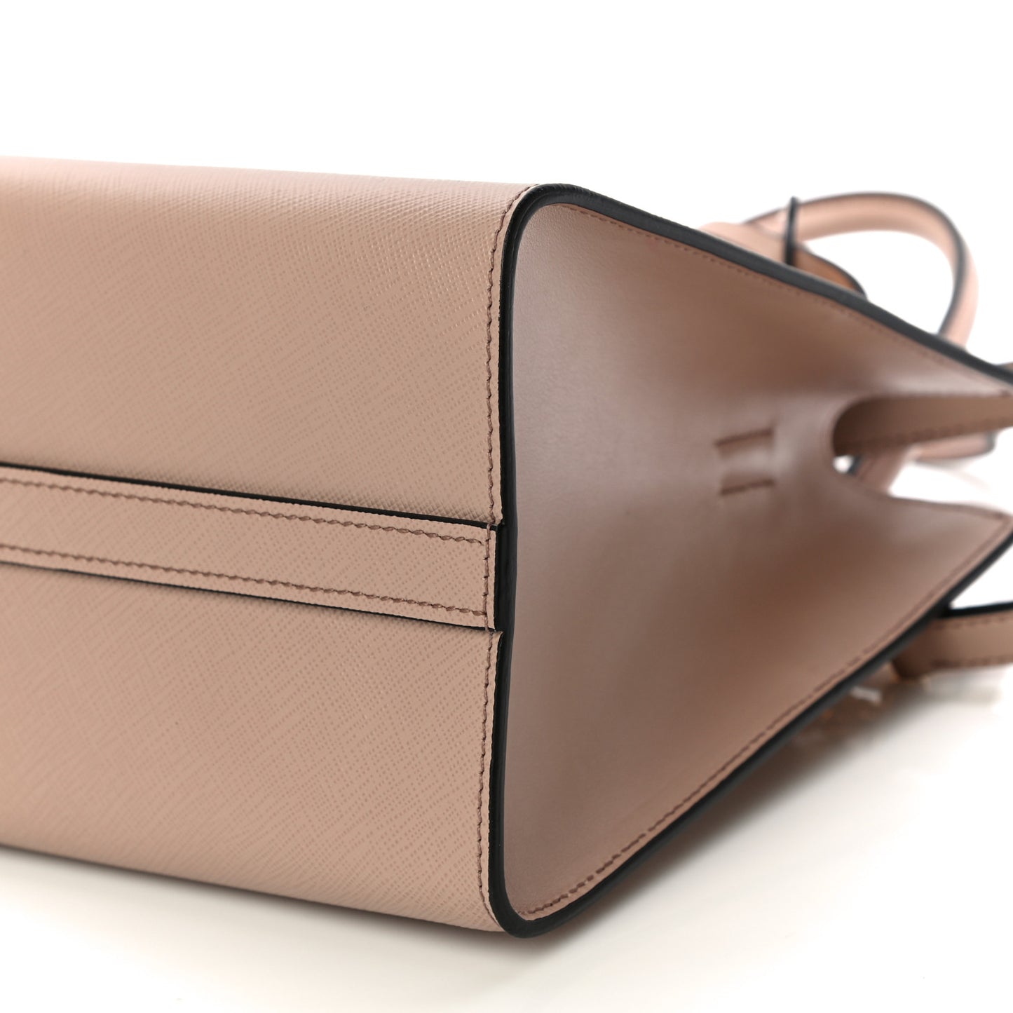 Saffiano Soft Calfskin Monochrome Top Handle Frame Bag Cipria