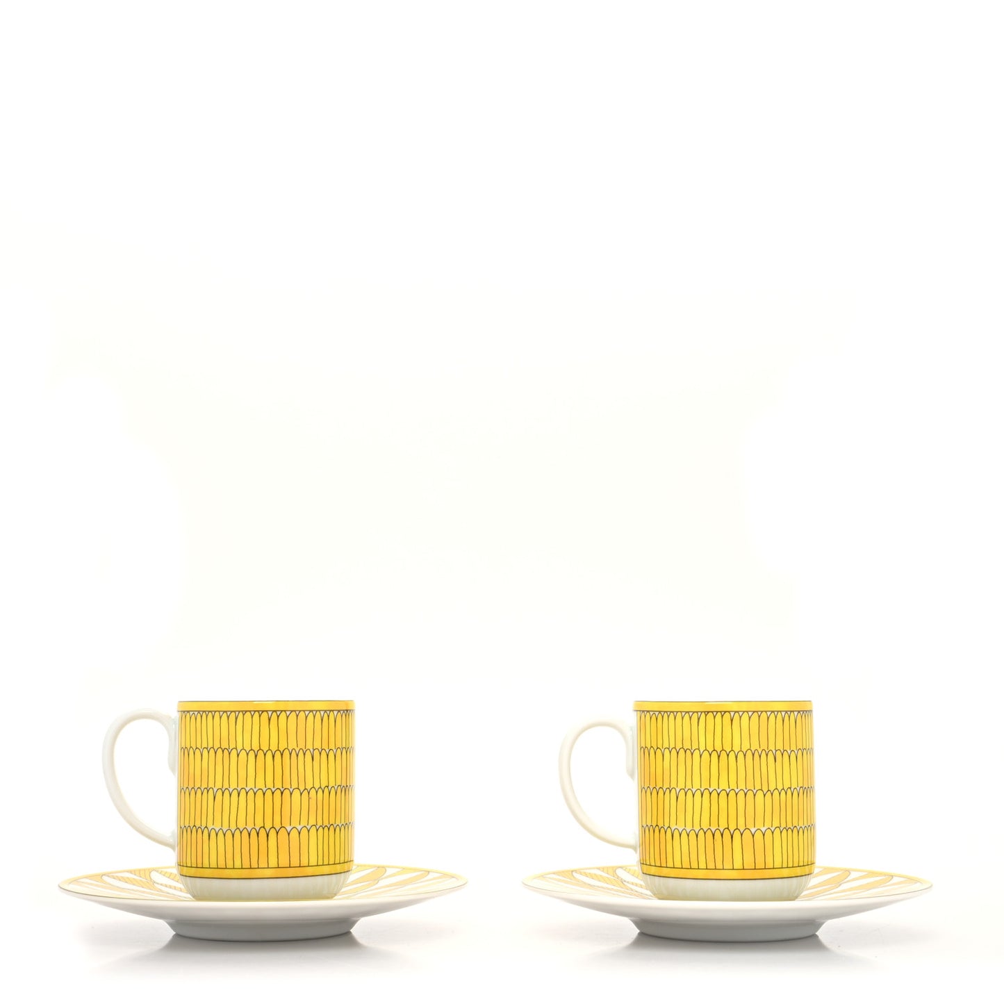Porcelain Soleil d'Hermes Coffee Cup and Saucer Set Of 2
