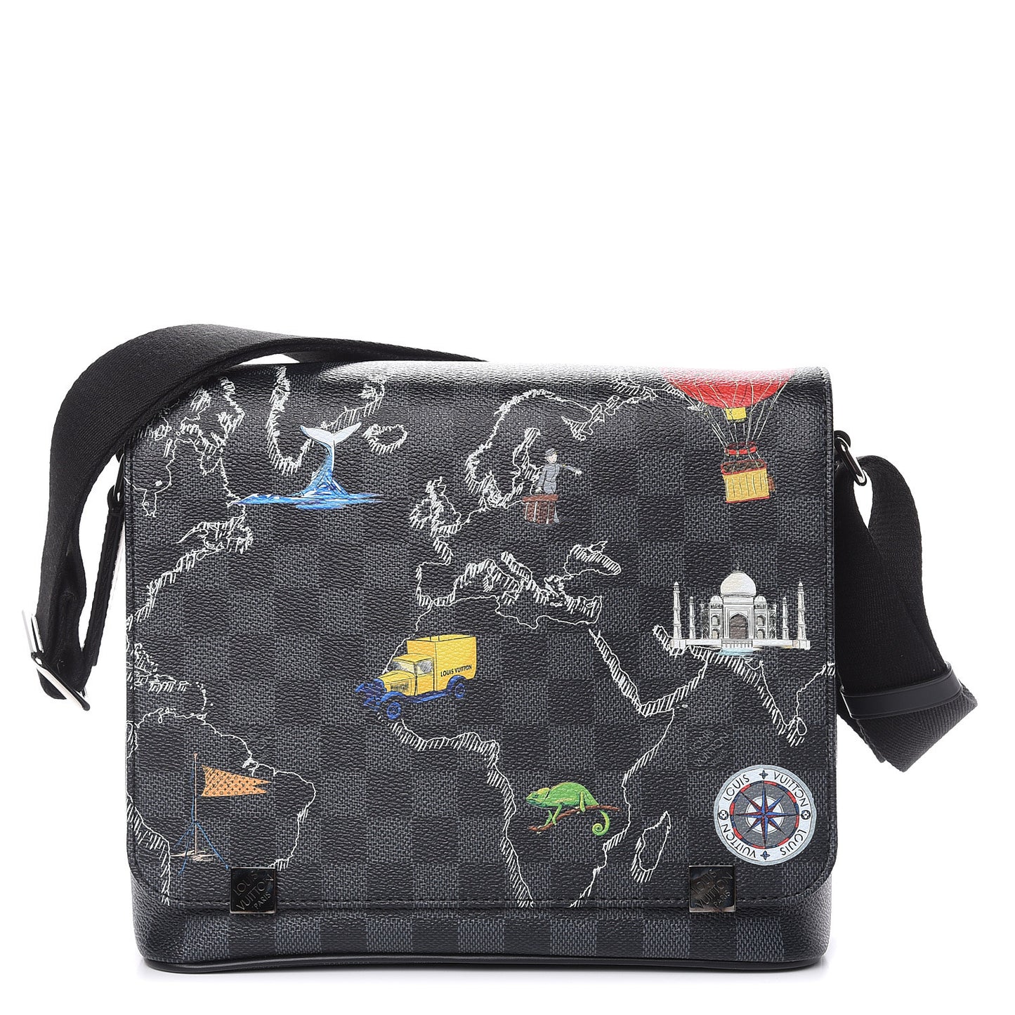 Damier Graphite World Map District PM