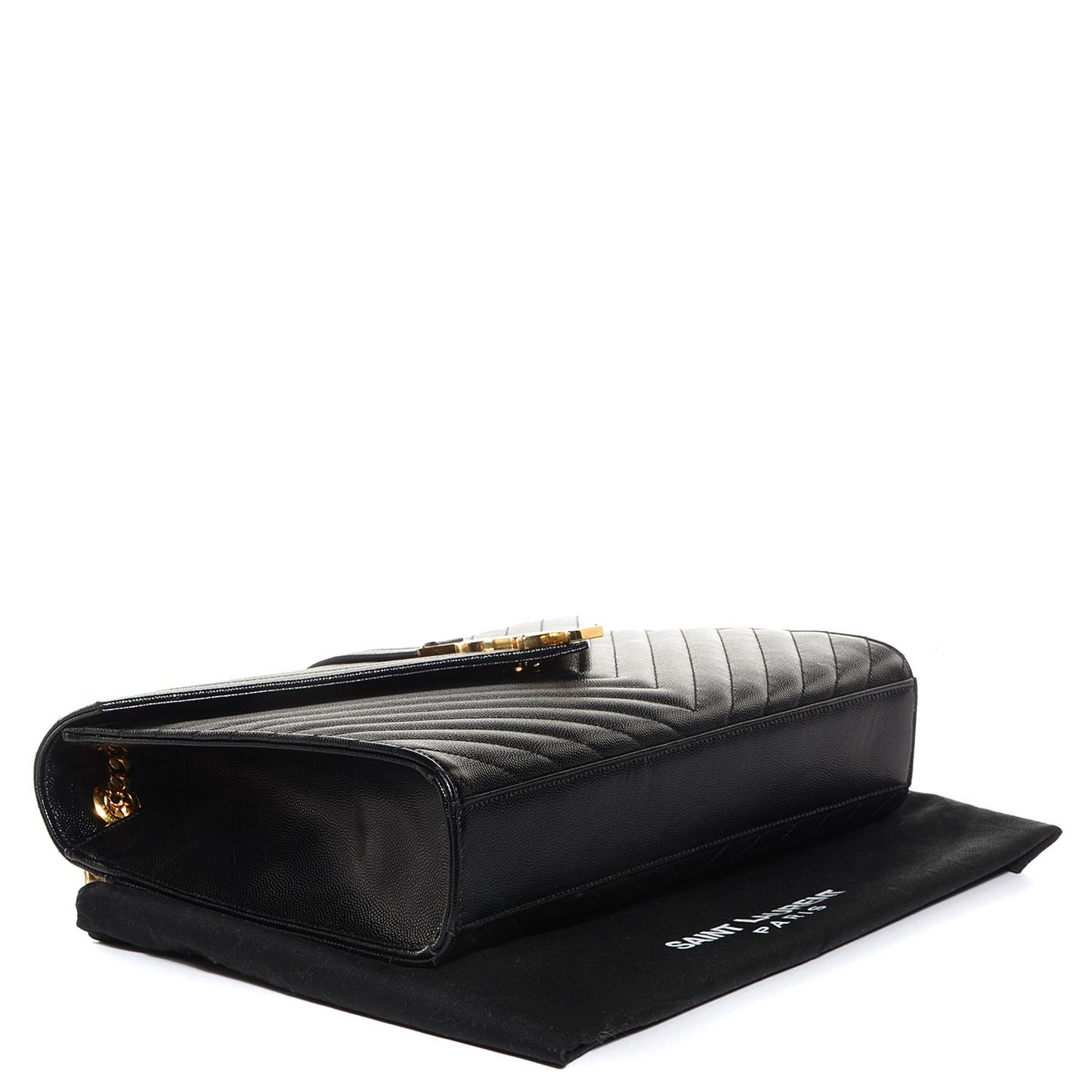 Grain De Poudre Matelasse Chevron Large Monogram Satchel Black