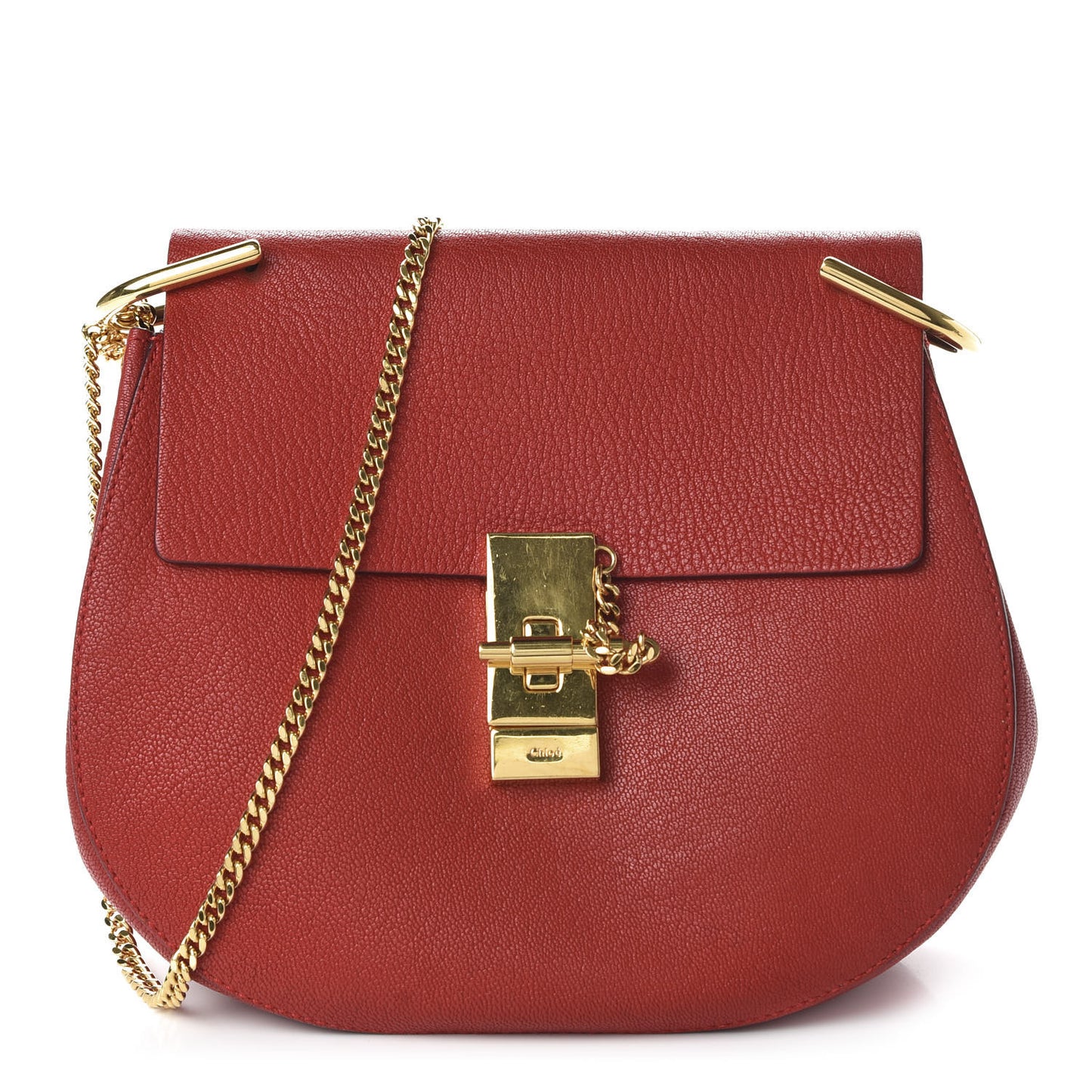 Grained Lambskin Drew Shoulder Bag Plaid Red