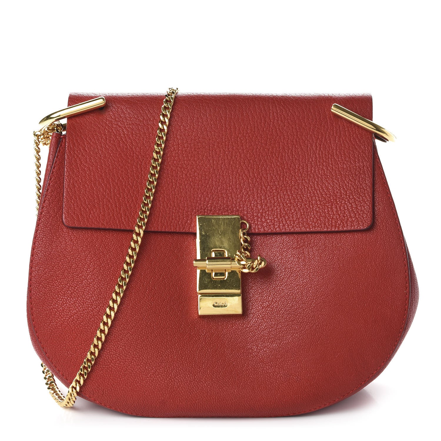 Chloe Grained Lambskin Drew Shoulder Bag Plaid Red 1 of 10
