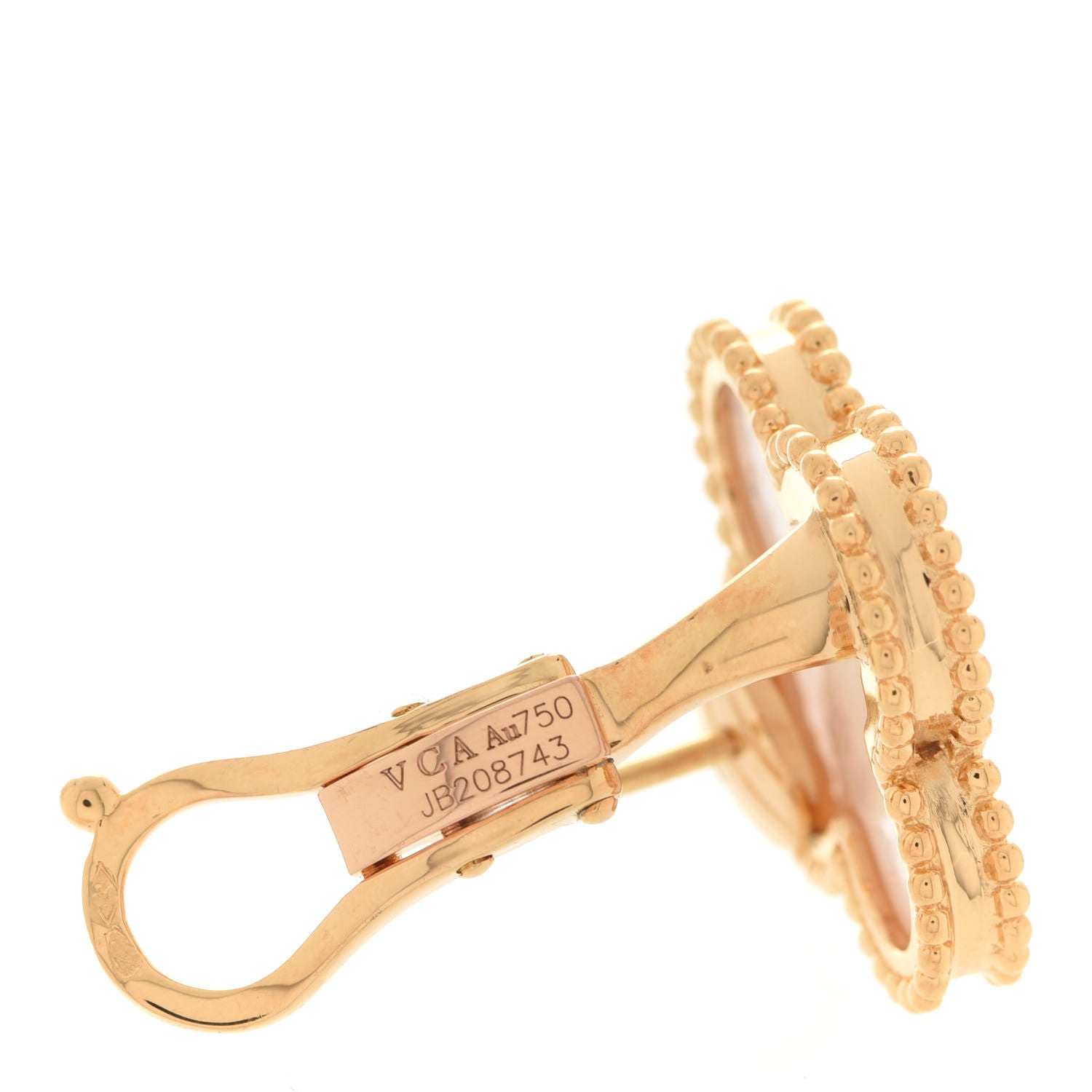 Van Cleef & Arpels 18K Yellow Gold Mother of Pearl Magic Alhambra Earrings 4 of 5