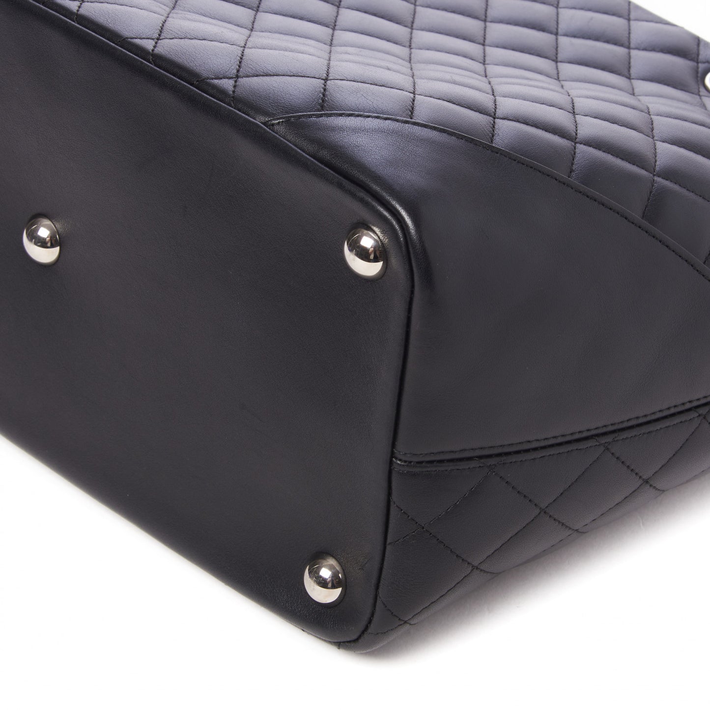 Calfskin Quilted Large Cambon Tote Black