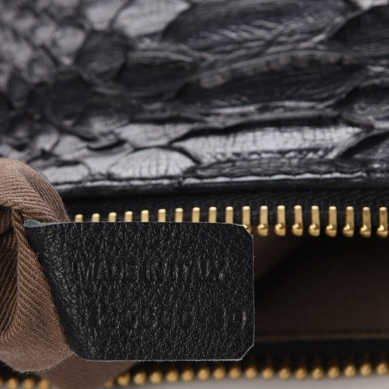 Snakeskin Calfskin Medium Marcie Satchel Black