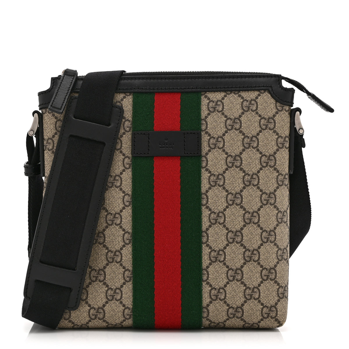 Gucci GG Supreme Monogram Web Messenger Bag Black 1 of 10