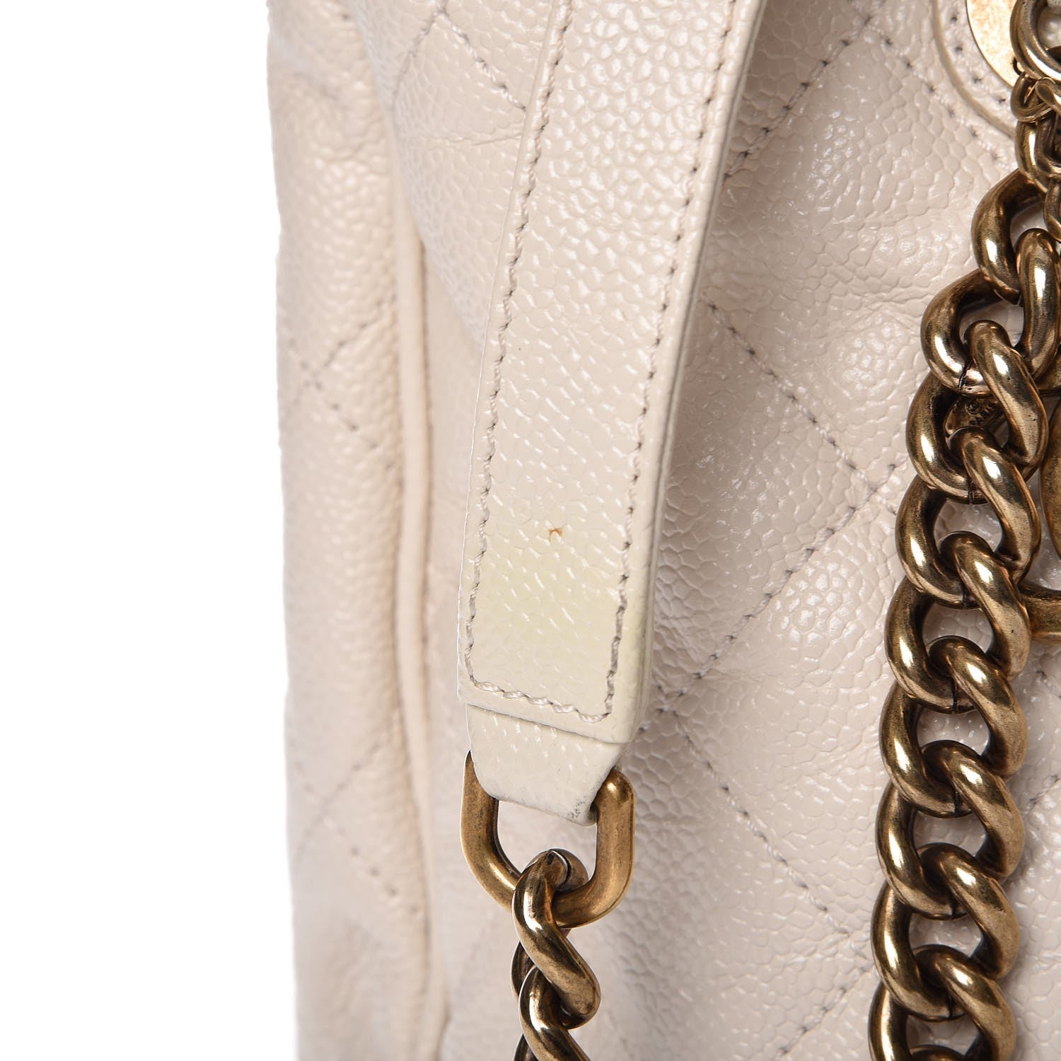 Chanel Glazed Caviar Quilted Small Shiva Tote Dark White 14 of 16
