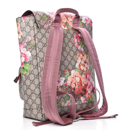 Gucci GG Supreme Monogram Blooms Medium Single Buckle Backpack Beige Multicolor Dry Rose 3 of 9