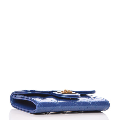 Chanel Glittered Aged Calfskin Quilted Reissue Card Holder Dark Blue 4 of 9