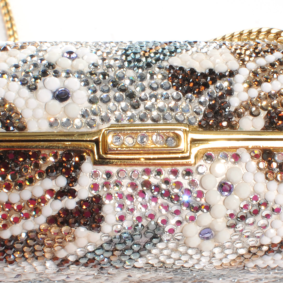 Judith Leiber Swarovski Crystal Flower Minaudiere Clutch Gold 5 of 8