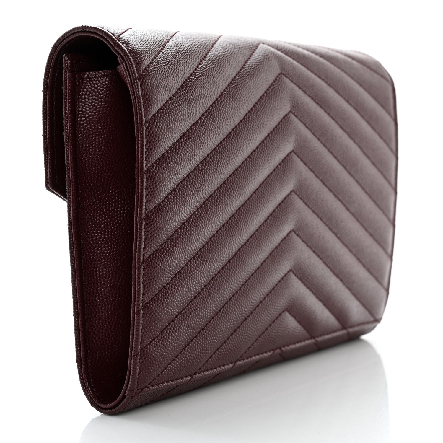 Saint Laurent Grain De Poudre Matelasse Chevron Monogram Envelope Clutch Rouge Legion 3 of 8