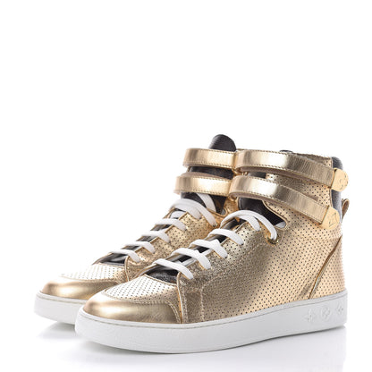 Louis Vuitton Calfskin Monogram Boombox High Top Sneakers 37 Gold 3 of 8