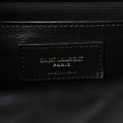 Saint Laurent Grain De Poudre Textured Mixed Matelasse Triquilt Medium Monogram Satchel Black 6 of 10
